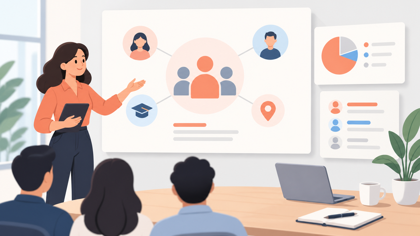 Editorial illustration for Slide 2: Target Audience Overview