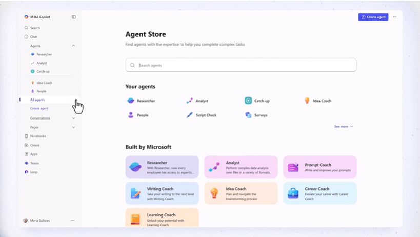 agent store of microsoft 365