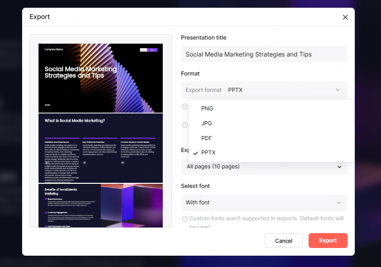online editing and exporting