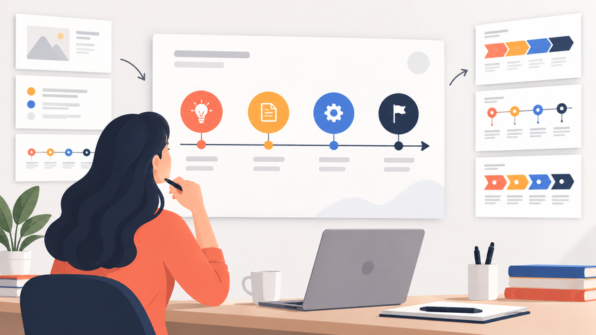 Editorial illustration for this presentation workflow