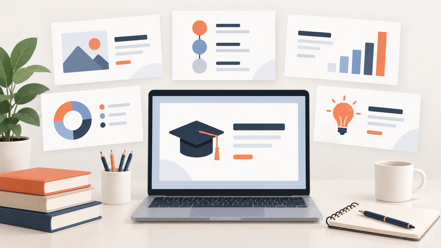 Editorial illustration for (5) Free Templates for Thesis Defense & Academic Presentations