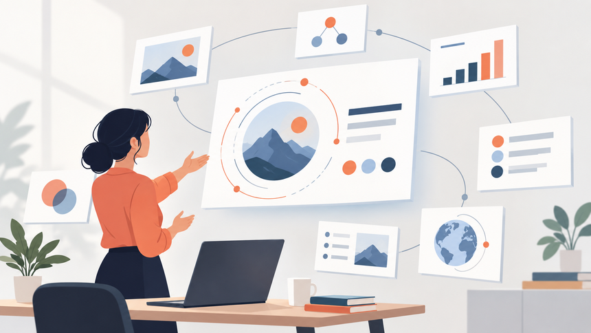 Editorial illustration for 10) Prezi