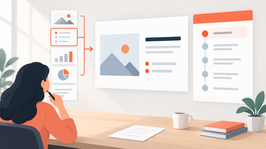 Editorial illustration for this presentation workflow