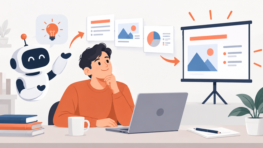 Editorial illustration for Can Claude AI Generate a PPT?