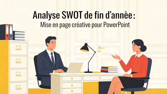 Analyse SWOT de fin d'année : Mise en page créative pour PowerPoint