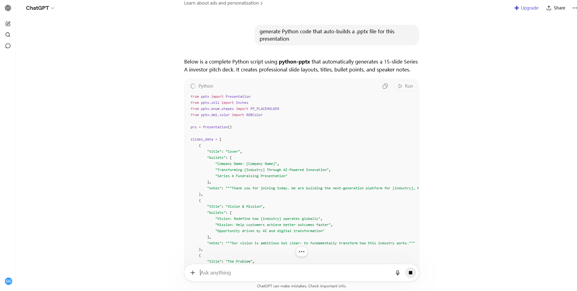 chatgpt ppt prompt