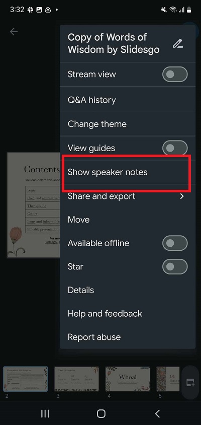 How to See Speaker Notes on the Google Slides App