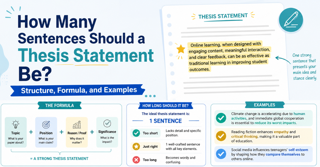 How Many Sentences Should a Thesis Statement Be? Structure, Formula, and Examples