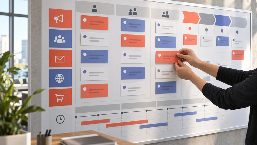 B2B marketing plan matrix connecting account priority, channel role, and review criteria