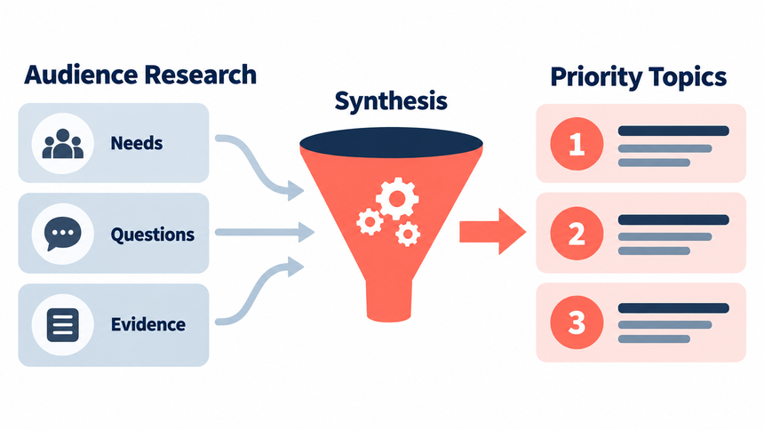 Audience research workflow for prioritizing content topics