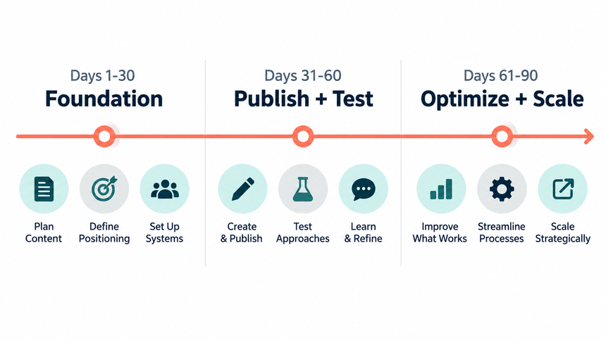 Ninety-day content strategy roadmap from foundation to optimization