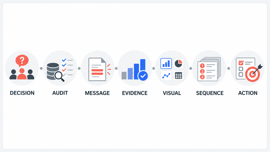 Seven-step decision-led data storytelling workflow