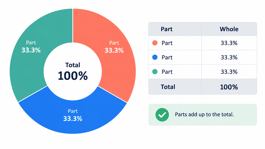 Donut chart showing categories that add to one clearly defined whole