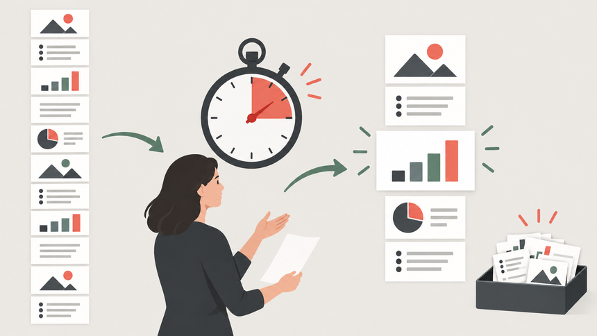 Presentation storyboard shortened after a timed rehearsal while retaining the key evidence slide
