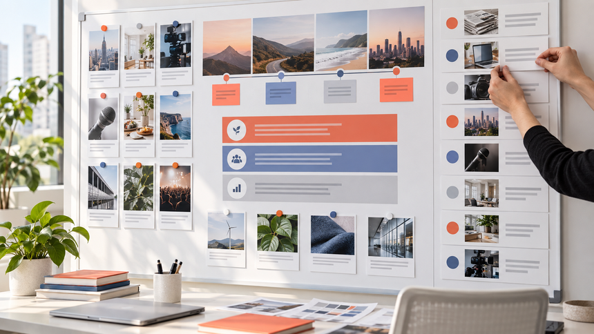 Public relations message matrix matching story angle, proof, media fit, and action