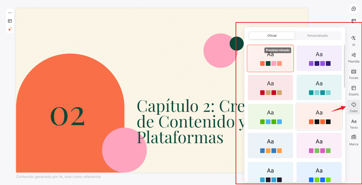 presenti cambiar colores ia