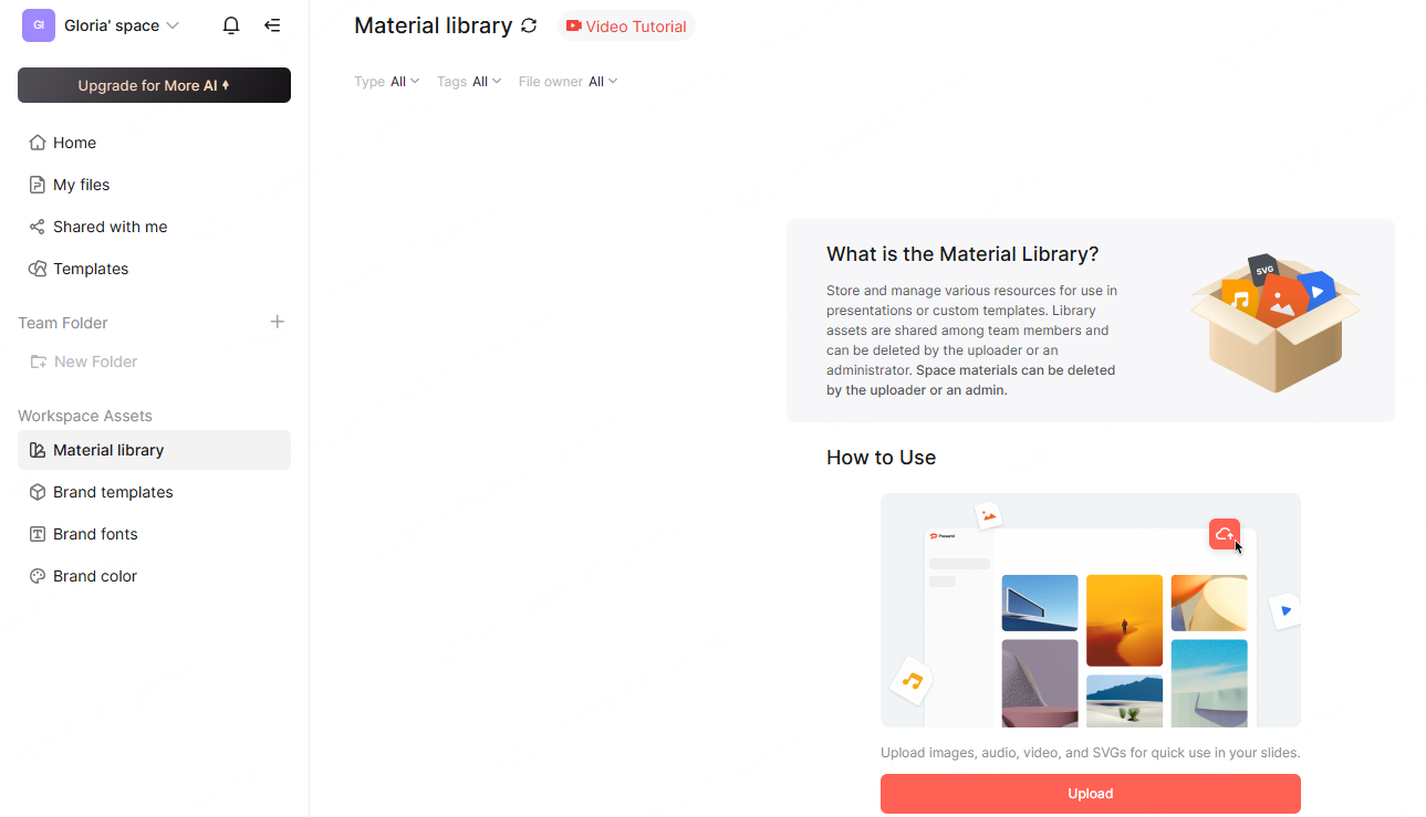 ai slide deck for team collaboration with material library