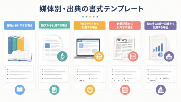 媒体別・出典の書式テンプレート