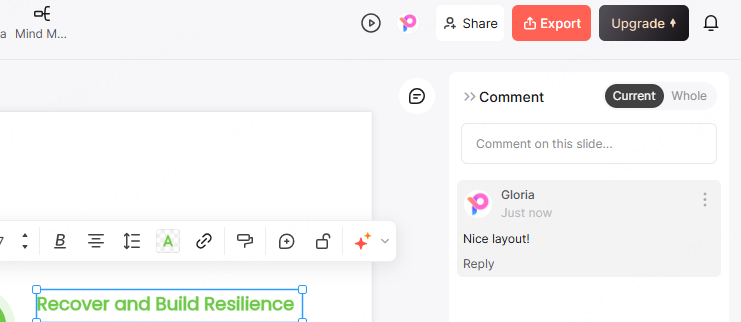 ai slide deck for team collaboration with live comment