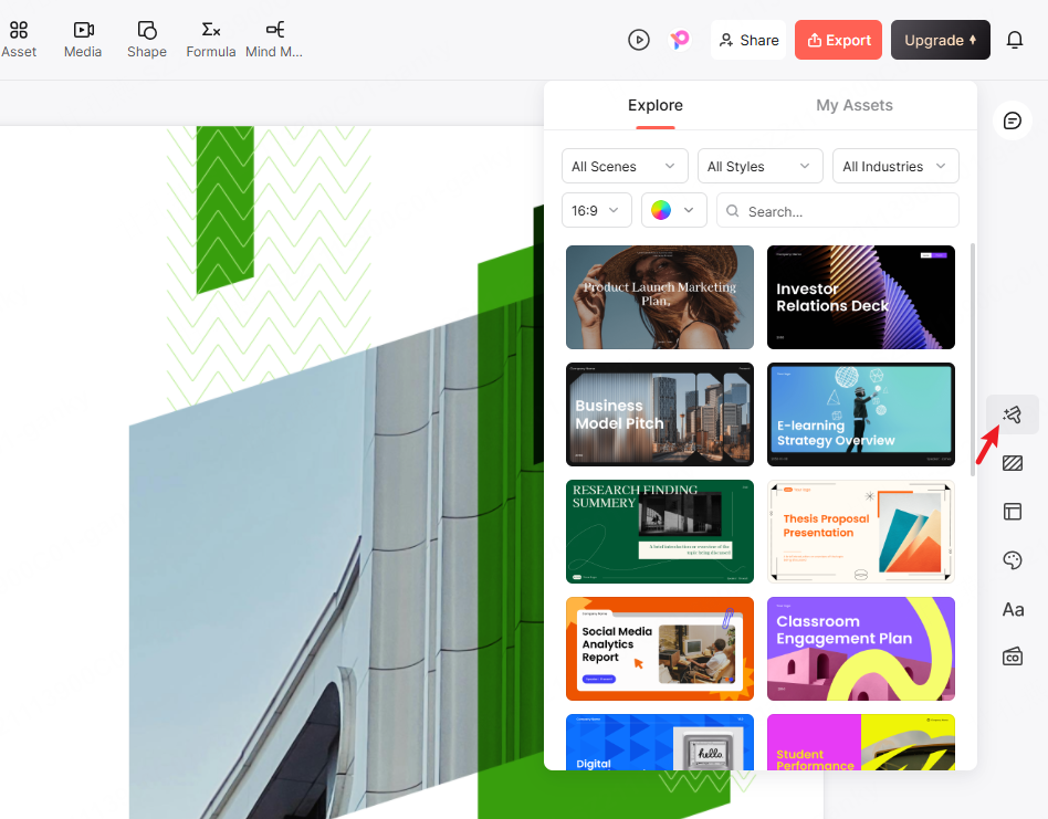 Swapping slide layout template