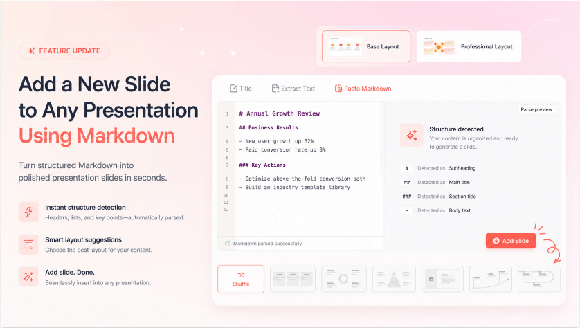 [Updates] Add a New Slide to Any Presentation Using Markdown