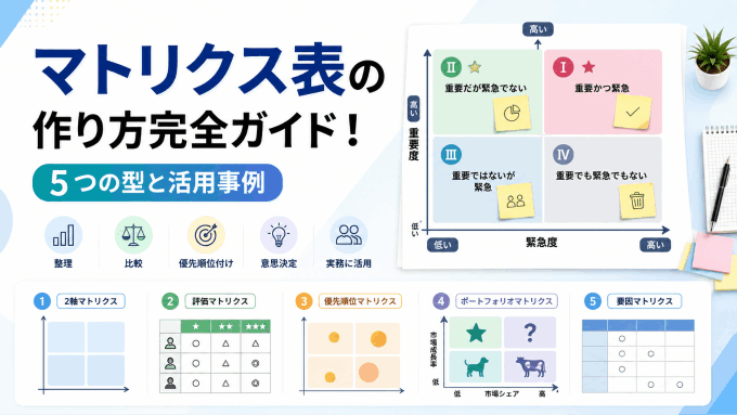 マトリクス表の作り方完全ガイド！5つの型と活用事例
