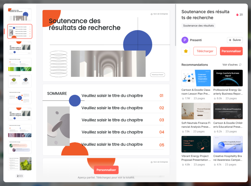 modèle de présentation