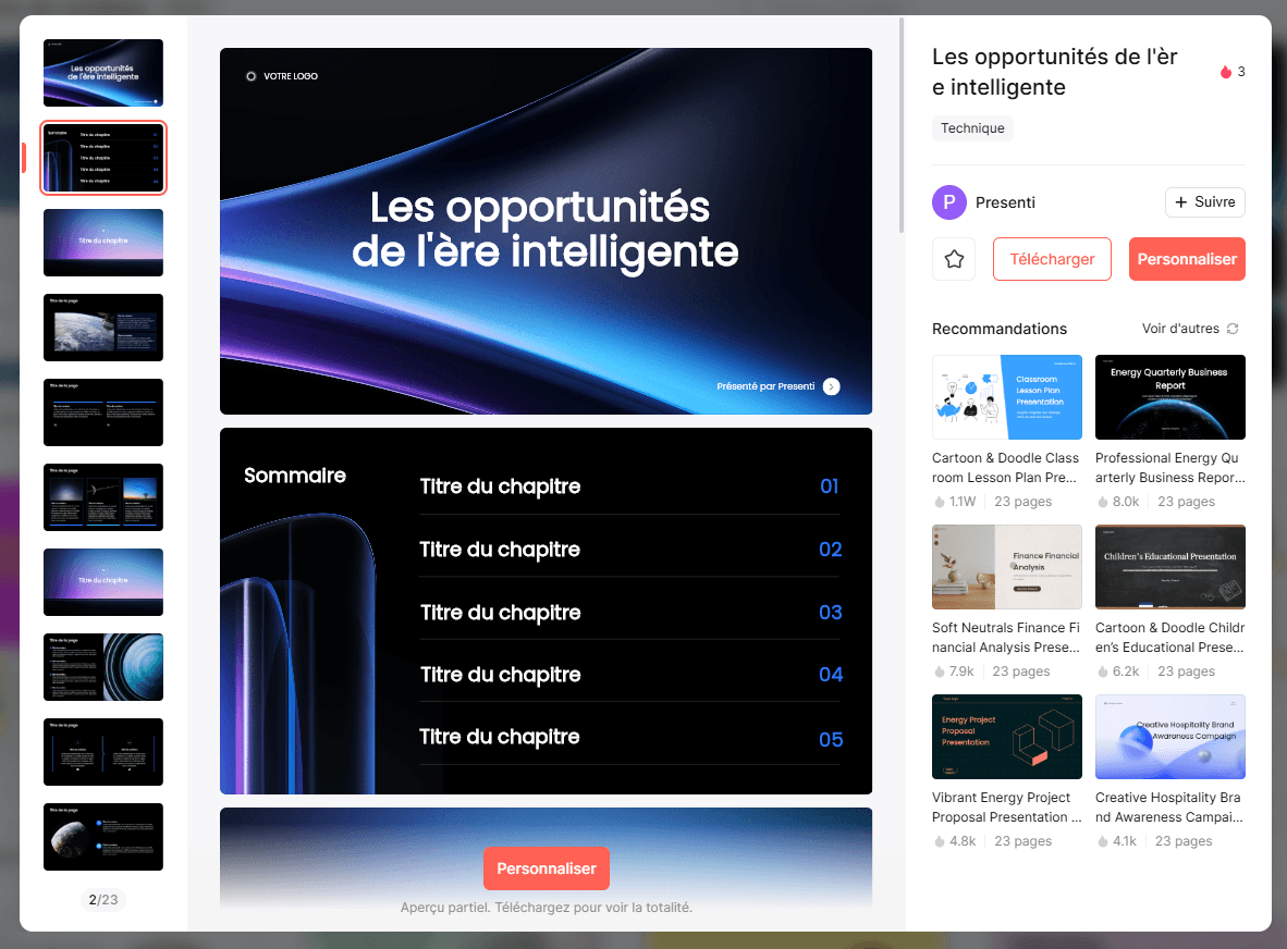 présentation en français