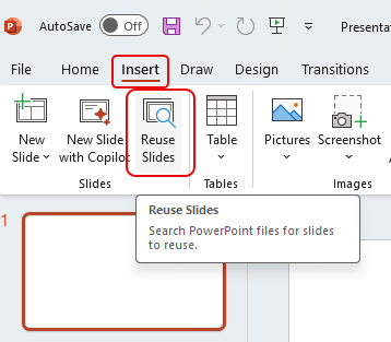 Reuse Slides in Powerpoint