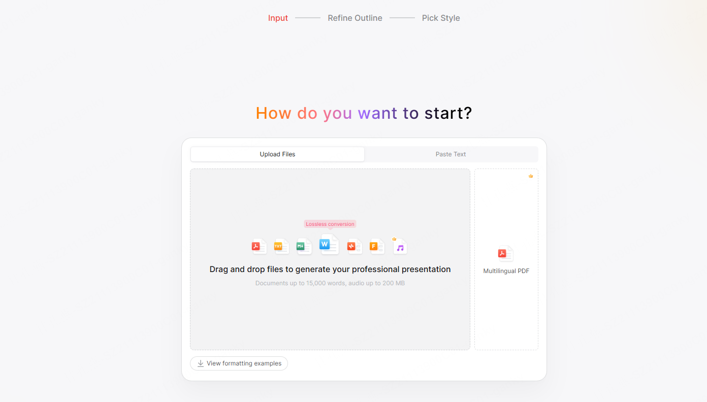 presenti ai import document to generate presentations