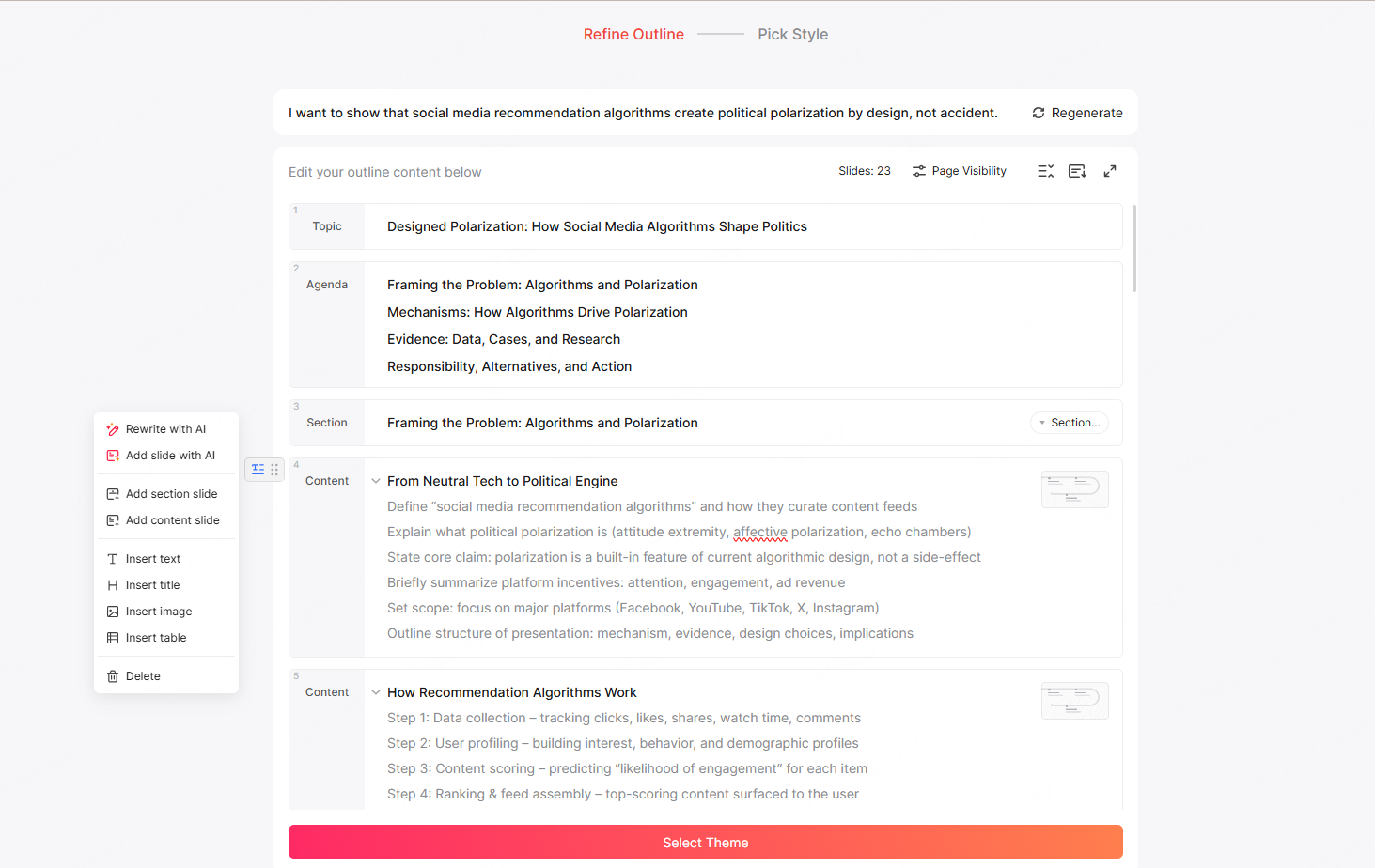 presentation topics outline