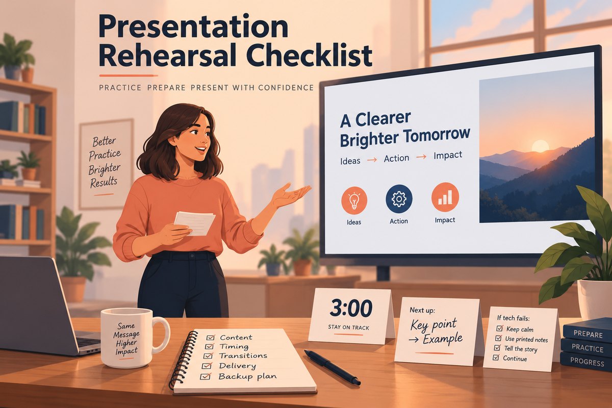 Presentation Rehearsal Checklist: Timing, Transitions, and Recovery