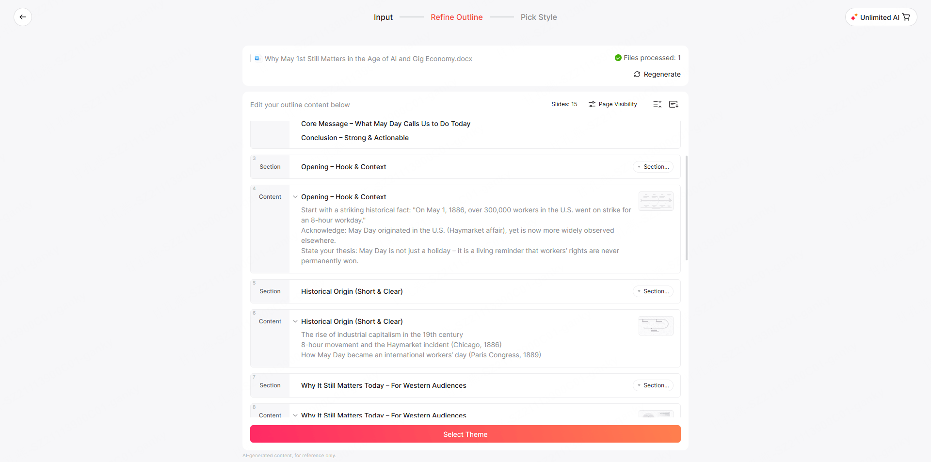 Step 2: Paste Your Outline or Upload Your Document