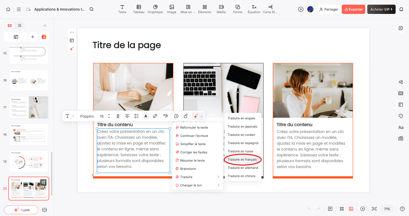 presenti en français