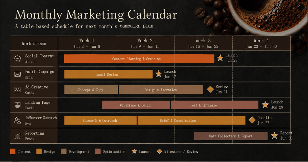 Monthly Calendar Schedule Slide