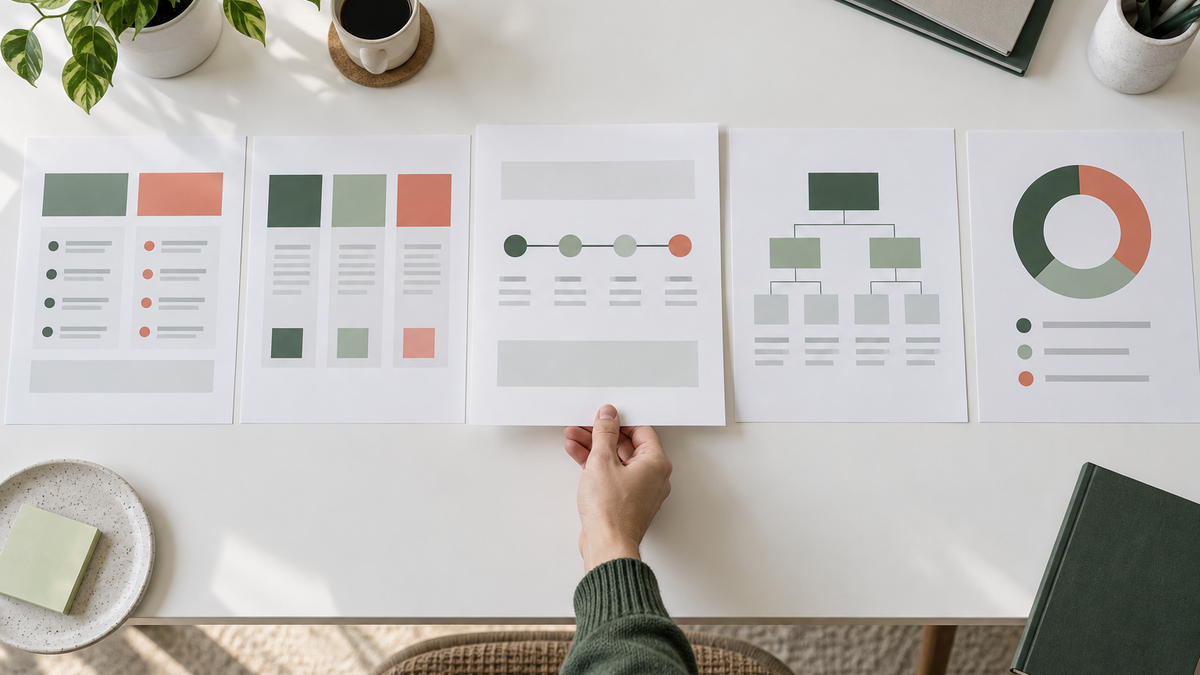 Comparaison claire de plusieurs layouts professionnels pour une même diapositive