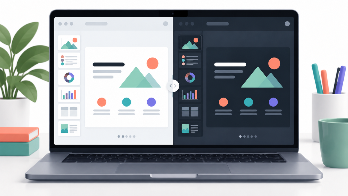 Comparaison côte à côte de deux templates appliqués au même contenu