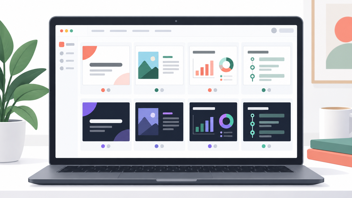 Échantillon de slides comparant chiffres, chronologie et plan d'action