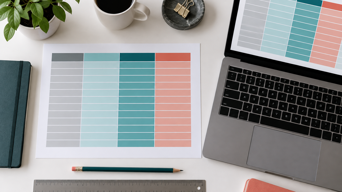 Tableau de données propre avec en-têtes, catégories et unités clairement séparés