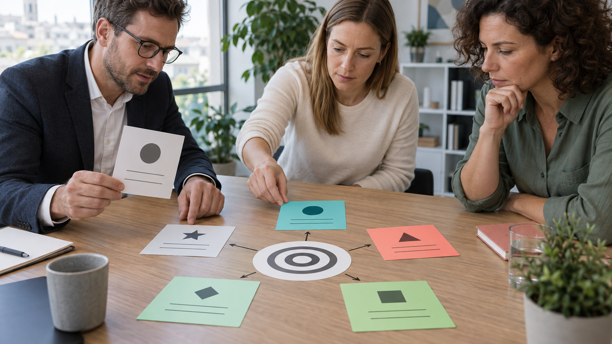 Atelier professionnel transformant une intention vague en objectif SMART mesurable