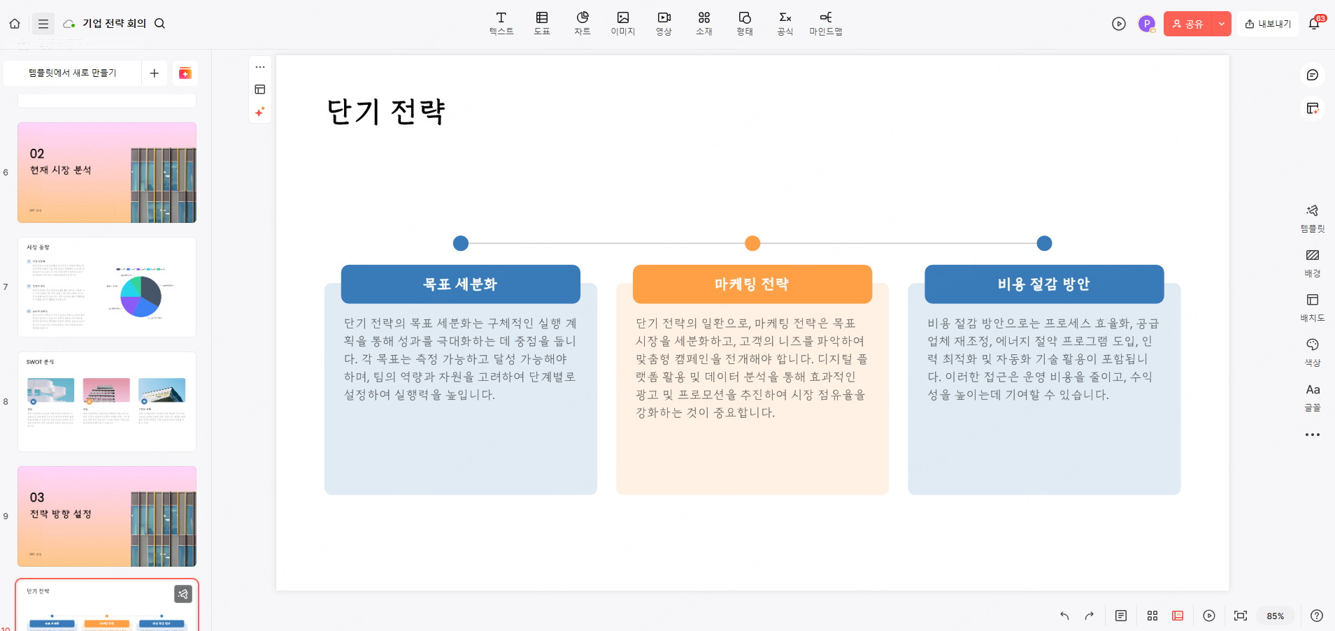 기업 전략 회의 ai ppt 제작