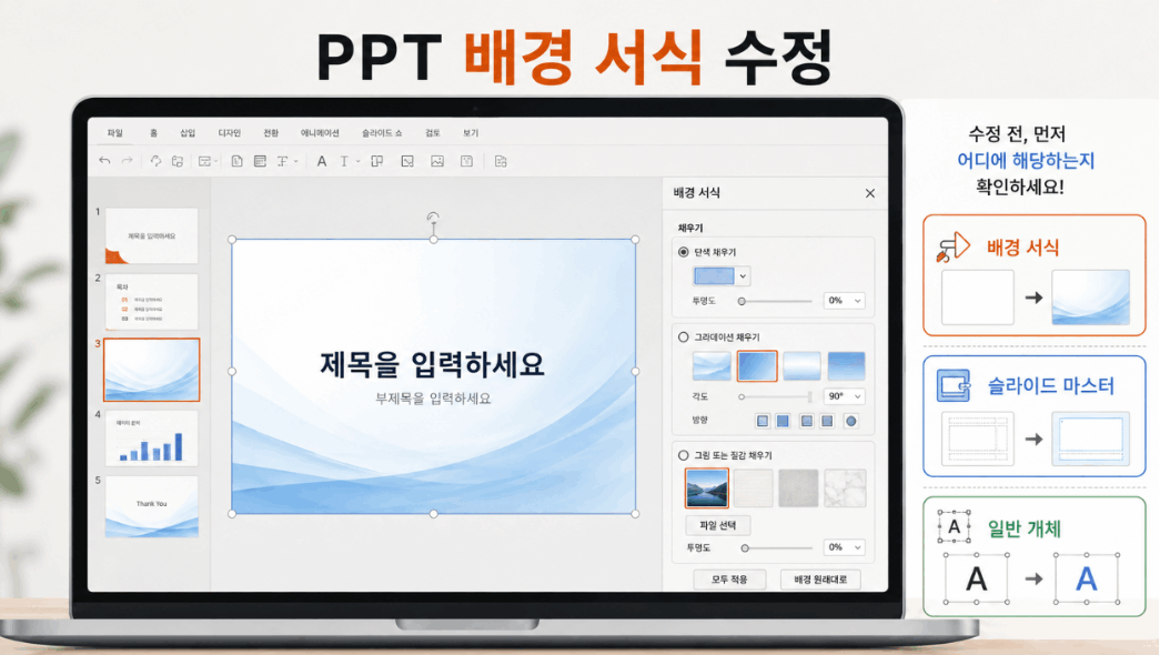ppt 배경 서식 수정 방법